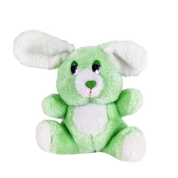 Vintage Best Made Toys Green White Bunny Rabbit Plush 8" Stuffed Animal - Picture 1 of 3